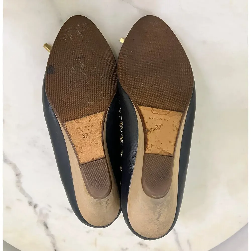 VINTAGE FALL 2008 BERNHARD WILLHELM GOLD CHAIN BLUE/BEIGE WEDGE BOOTIES SZ 7 - Picture 8 of 10